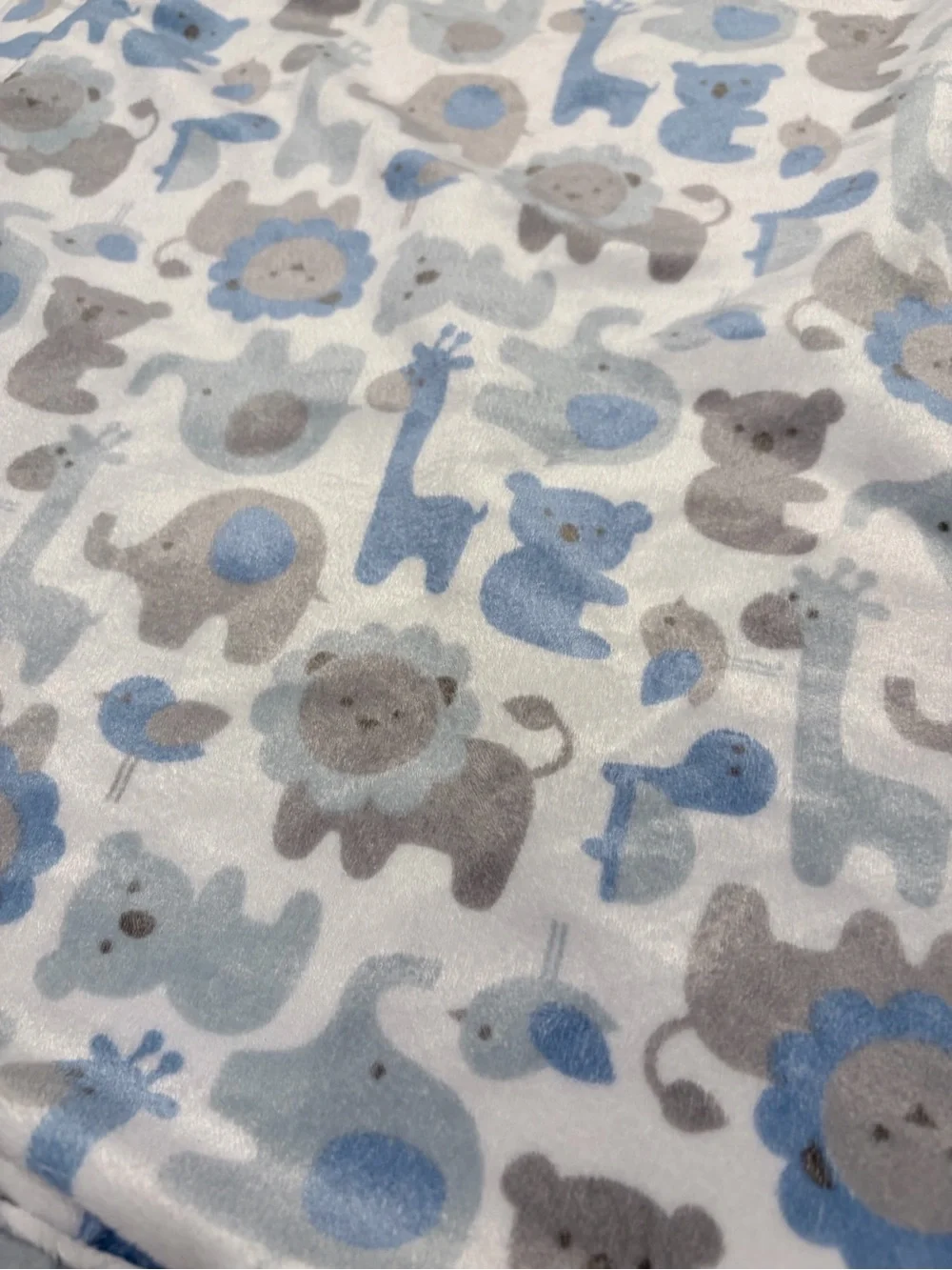 Soft Baby Animal Print Receiving Blanket - Blue & Gray
